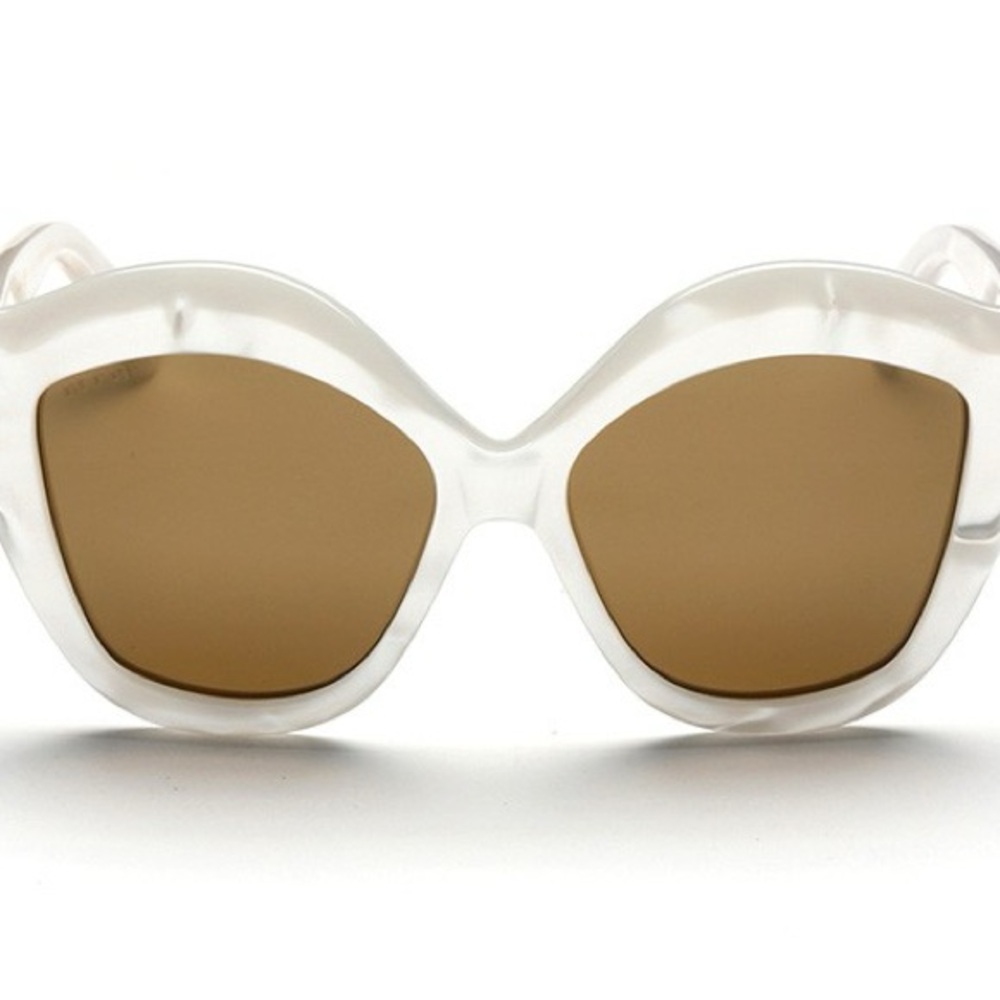 Gucci Sunglasses GG0177S Oversized White Pearl Cat Eye
